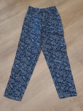 SANTANA Blue Floral Print High-Waist Jeans